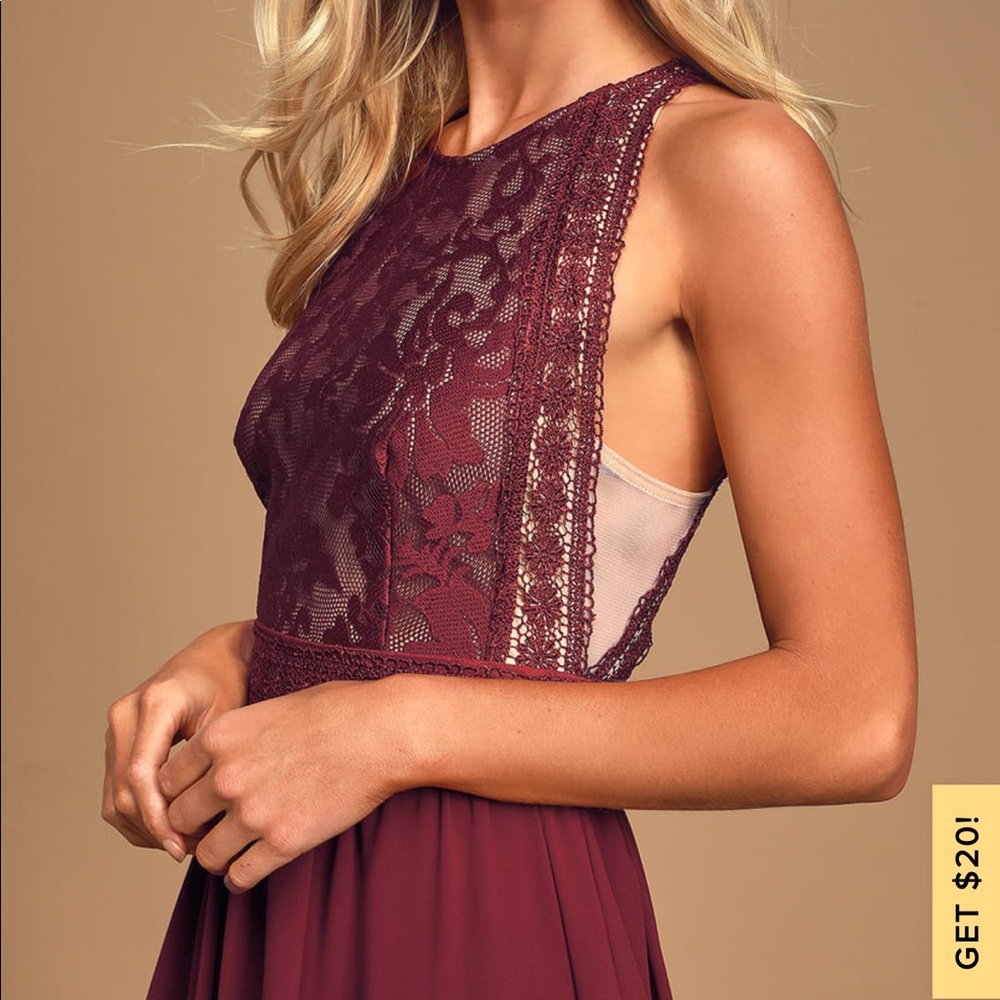 Forever and Always Burgundy Lace Maxi Dress